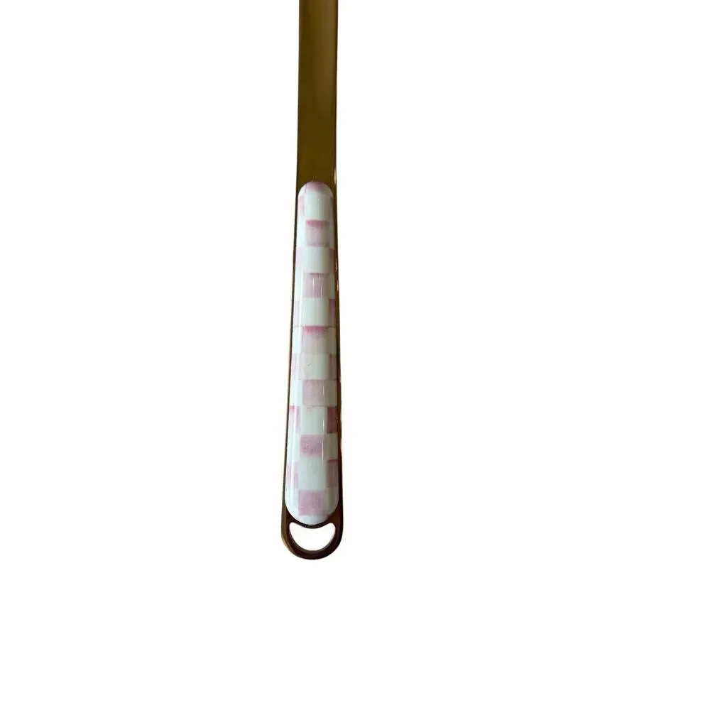 MacKenzie-Childs Rosy Check Ladle Coquette Pink and White Kitchen NEW